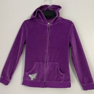 Purple Hoodie Zip with Butterfly Accent
